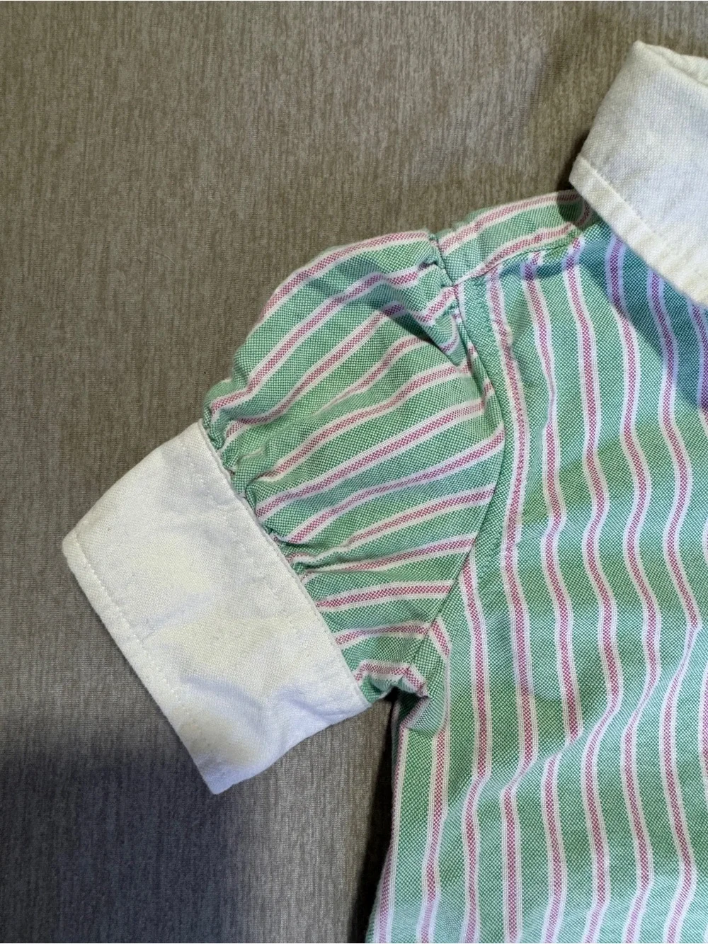 Ralph Lauren Toddler Green & Pink Striped Button Up Shirt White Collar Pony Logo